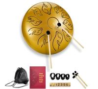 Tongue Drum,Tamburo in Acciaio,6 Pollici 11 Toni Tamburo Tamburo per Lingua Handpan,Steel Tongue Drum per la Meditazione Yoga Terapia del Suono-Oro