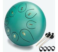 Tongue Drum Verde, 8 Note da 6 Pollici, Tamburo per Lingua in Acciaio, con Custodia per il Trasporto, Bacchette e Copertura per Yoga, Meditazione, Guarigione Del Suono