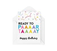 Tongue in Peach Biglietti di compleanno divertenti | Ready to Paaartaaay Card | For Her Him Celebration Novelty Party Teen Friend Colleague Cute Banter Fun Silly | CBH670