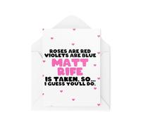 Tongue in Peach Biglietti divertenti per coppie, anniversario di San Valentino, con rose rosse, violette blu opache, così farai - Celebrity Crush - CBH2065