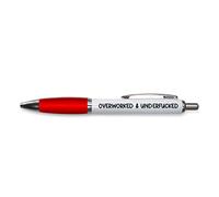 Tongue in Peach Divertente novità Push Pen regalo | Penne a sfera | Oberato di lavoro & UnderF | divertente scherzo stazionario | ROSSO - PP142