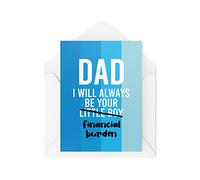 Tongue in Peach Divertente papà Cards | I Will Always Be Your Financial Burden Card | Per lui padre figlio scherzo festa del papà compleanno scherzo regalo | CBH597
