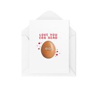 Tongue in Peach Funny Cards CBH1886 - Biglietto con testa d'uovo d'uovo e scritta Love You Egg Head, divertente gioco di parole per amici e familiari