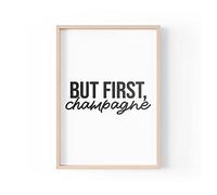 Tongue in Peach Stampa divertente con citazioni | Stampe per la casa | But First Champagne | Wall Art Estetic Home Bar Gift Bolle | A4 A3 A5 * Cornice non inclusa* - PBH63