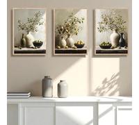 TONGYINLI Dipinti botanici vintage, poster con stampa su tela: quadri antichi di nature morte per soggiorno, decorazioni murali per la casa (60x90cmx3/cornice interna)