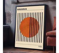 TONGYINLI Dipinto di cerchi e linee, arte murale geometrica Bauhaus, poster arancione vintage astratto, stampa murale strutturata, per l'arredamento della stanza (20x30 cm/senza cornice)