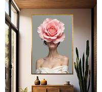 TONGYINLI Dipinto su tela con fiori, arte murale di donne alla moda, poster e stampe estetiche con ritratti eleganti, per soggiorno, arredamento per la casa (50x75 cm/senza cornice)