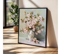 TONGYINLI Dipinto su tela con vaso di fiori di ciliegio, arte murale floreale, poster e stampe di nature morte floreali, per soggiorno, arredamento per la casa (45x45 cm/cornice interna)