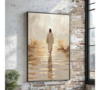 TONGYINLI Dipinto su tela raffigurante Gesù che cammina sull'acqua, arte murale spirituale, poster e stampe religiose motivazionali, opera d'arte per la casa (70x100 cm/senza cornice)