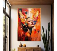 TONGYINLI Dipinto su tela raffigurante una bellezza alata colorata, ritratto di donna astratta, poster e stampe con ali, decorazione per la casa (60x80 cm/senza cornice)