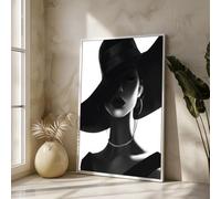 TONGYINLI Dipinto su tela raffigurante una donna in bianco e nero - Poster e stampe artistiche di moda per il soggiorno, decorazione da parete per la casa in stile nordico (50x75 cm/senza cornice)