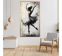 TONGYINLI Elegante dipinto su tela con ballerina, poster e stampe di danza classica, quadri da parete in bianco e nero, decorazione per la casa (55x100 cm/senza cornice)