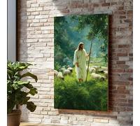 TONGYINLI Gesù il Buon Pastore, arte murale, poster e stampe religiose cristiane, dipinti spirituali su tela, opere d'arte per la casa (60x105 cm/cornice interna)