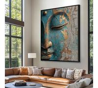 TONGYINLI Grande dipinto di Buddha, ritratto minimalista da parete | Stampa artistica con testa di Buddha dorata, per la casa e l'ufficio, 70x110 cm, senza cornice