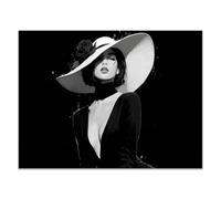 TONGYINLI Grandi stampe su tela in bianco e nero, ragazza con cappello, dipinto astratto, quadri artistici da parete, opere d'arte decorative per soggiorno 40x60 cm senza cornice