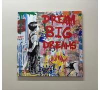 TONGYINLI Poster artistico di un ragazzo con graffiti, dipinto murale di graffiti Dream Big, quadri per l'arredamento dell'ufficio, poster e stampe per il soggiorno, cornice 70x70 cm