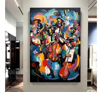 TONGYINLI Poster e stampe su tela di arte astratta jazz colorata, quadro decorativo musicale in stile Picasso per soggiorno, dipinto per la casa, cornice 60x80cm
