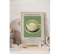 TONGYINLI Poster Matcha Latte, stampe di tè e caffè, dipinto retrò di bevanda giapponese al tè, arredamento da cucina, arte murale minimalista (40x60 cm/senza cornice)