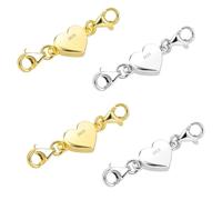 Tongyixin Chiusura Magnetica Cuore Placcata Oro 925 - Collana Argento Elegante per Donne e Uomini Braccialetti, Regalo San Valentino, Compleanno, Accessori Gioielli DIY (2 pcs argento,2 pcs oro)
