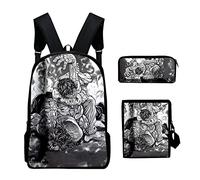 Tongyundacheng Anime BAKI Hanma Yujiro Baki Zaino Set 3 Pezzi con Borsa a Tracolla e Astuccio Ragazzi Ragazze Borsa Scuola Studente Ragazzi Ragazzi Moda Casual Zaino Viaggio