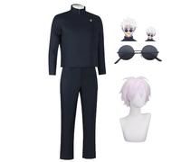 Tongyundacheng Anime Gojo Satoru Cosplay Costume Scuola Uniforme Giacca Pantaloni Set (con Occhiali) Halloween Carnevale Festa Cosplay Dress Up per Uomini