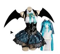 Tongyundacheng Costume da anime Miku per cosplay, Little Devil, per giochi di ruolo, set completo, gonna corta con ali, accessori per Halloween da donna