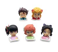 Tongyundacheng Kimetsu No Yaiba Set di 5 statuette Kamado Tanjiro/Rengoku Kyoujurou Mini action figure in PVC modello ornamento anime da collezione Desktop Statue, 5 cm