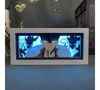 Tongyundacheng Lampada scultura in carta con personaggio anime Sung Jin Woo figura Nightlight camera da letto illuminazione ambientale decorazione per la stanza degli anime, 10,5 x 22,5 cm
