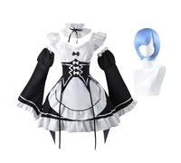 Tongyundacheng Rem/Ram - Costume da cosplay con calze, copricapo, set completo per Halloween, per donne e ragazze