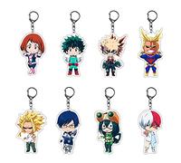 Tongyundacheng Set di 8 portachiavi in acrilico con scritta "My Hero Academia", Izuku, Midoriya, Katsuki, Bakugo, Shoto, Todoroki, All Might, cartone animato, decorazione, Set da 8 pezzi, 5.5cm