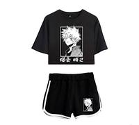 Tongyundacheng Tuta da donna My Hero Academia T-shirt a maniche corte Pantaloncini Abbigliamento sportivo Estate Casual Crop Top e pantaloncini Anime Loungewear Set Pigiama Abbigliamento Yoga, Tipo 4