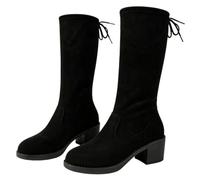 Tongyusm donna ginocchio stivali alti punta rotonda elastica moda camomile elastico autunno inverno stivali alti per il matrimonio compleanno festa data abito