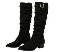 Tongyusm donna ginocchio stivali alti punta rotonda elastica moda camomile elastico autunno inverno stivali alti per il matrimonio compleanno festa data abito