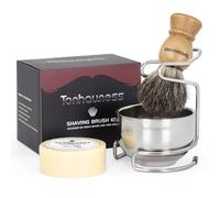 Tonhawness Kit di pennelli da barba da uomo, 4 in 1, include pennello da barba in puro tasso, sapone da barba e ciotola da barba in acciaio inox e supporto, regalo per barbiere da uomo