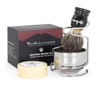 Tonhawness Kit Pennello da Barba per Uomo, Set di Pennelli da Barba 4 in 1 Include Pennello da Barba in Pelo di Tasso, Ciotola e Supporto da Barba in Acciaio Inossidabile e Sapone da Barba per Regalo