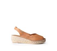 TONI PONS BERNIA-P - Espadrillas a zeppa da donna stile Peep Toe realizzata in pelle., marrone, 40 EU