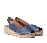TONI PONS BERNIA-P - Espadrillas a zeppa da donna stile Peep Toe realizzata in pelle., Oceano, 37 EU