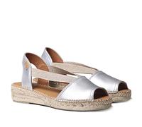 Toni Pons Espadrillas da Donna in Pelle - Etna - Argento, 40 EU