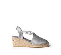 Toni Pons Espadrillas da Donna in Tessuto di Seta e Cotone - Turia - Argento, 36 EU