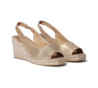 Toni Pons Sandalo Espadrillas da donna Fiore con zeppa, Plati/Oro tenue, 36 EU
