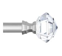 TONIAL Bastoni per tende da 0,8 a 1,5 m, aste singole telescopiche da 3/4 per finestre da 50 a 140 cm, asta decorativa per drappeggi con terminale in acrilico a diamante, nichel