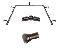 TONIAL Bastoni per tende per finestre a bovindo, asta centrale da 82 a 218 cm per finestre, aste laterali da 50 a 200 cm, aste decorative per tende da 3/4 pollici, con terminale piccolo, bronzo