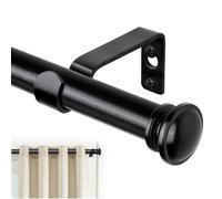 TONIAL Curtain Rod 32 to 58 Inch(2.6-4.8ft), Telescoping Splicing 3/4 Drapery Rods for Windows 20 to 53 Inch(1.7-4.4ft), Decorative Single Rod with Small Cap Finial, Black