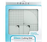 Tonic Studios Glass Tappetino da Taglio - Cutting Mat 30,5 x 30,5 cm - Vetro Temperato, Resistente al Calore e Facile da Pulire - con Griglia e Guide Angolari - per Creazioni e Scrapbooking