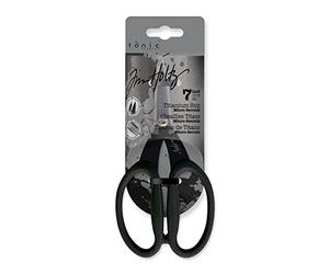 Tonic Studios Tim Holtz Forbici - Titanium Scissors da 17,8 cm - Multiuso per Carta, Tessuto e Altro - con Protezione Lama - Rivestimento Antiaderente