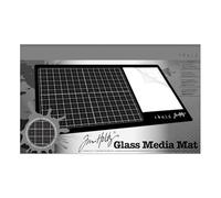 Tonic Studios Tim Holtz Glass Media Mat 35,6 x 58,4 cm - Destrorsi - Superficie da Lavoro con Griglia, Tappetino in Silicone Antiaderente e Tavolozza - Antiscivolo, Resistente al Calore e all’Umidità