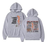 Tonidos Marcus The Worm I Don't Like This Rock Felpa con Cappuccio Rock 2D Stampata Pullover Casual Top Vintage Ampio Uomo Donna Hip Hop Harajuku Abbigliamento Cosplay XXS-4XL-Grey||x_l