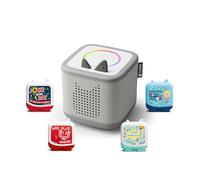 tonies Toniebox 2 Bundle Incl. 4 Tonies: tonies Team Smarticus, Impara la matematica con Rachel Riley, tonies Joke of the Day, Oggi con tonies Daily Show, Moon Grey