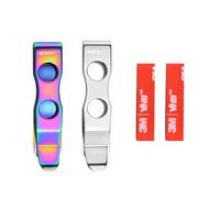 TONIFE Clip multiuso da tasca montabile per smartphone, fissata con adesivo 3M VHB, acciaio inossidabile, 2 pezzi (lucidatura + titanio colorato)