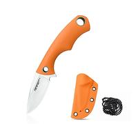 TONIFE Squirrel Full Tang Coltello da Collo Lama Fissa 4,3cm Totale 11,9cm con Fodero in Kydex e Catena a Sfera per Caccia, Campeggio, Sopravvivenza(Arancia)